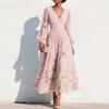 Women's V-Neck Floral Long Sleeve Pleated Dress 2026