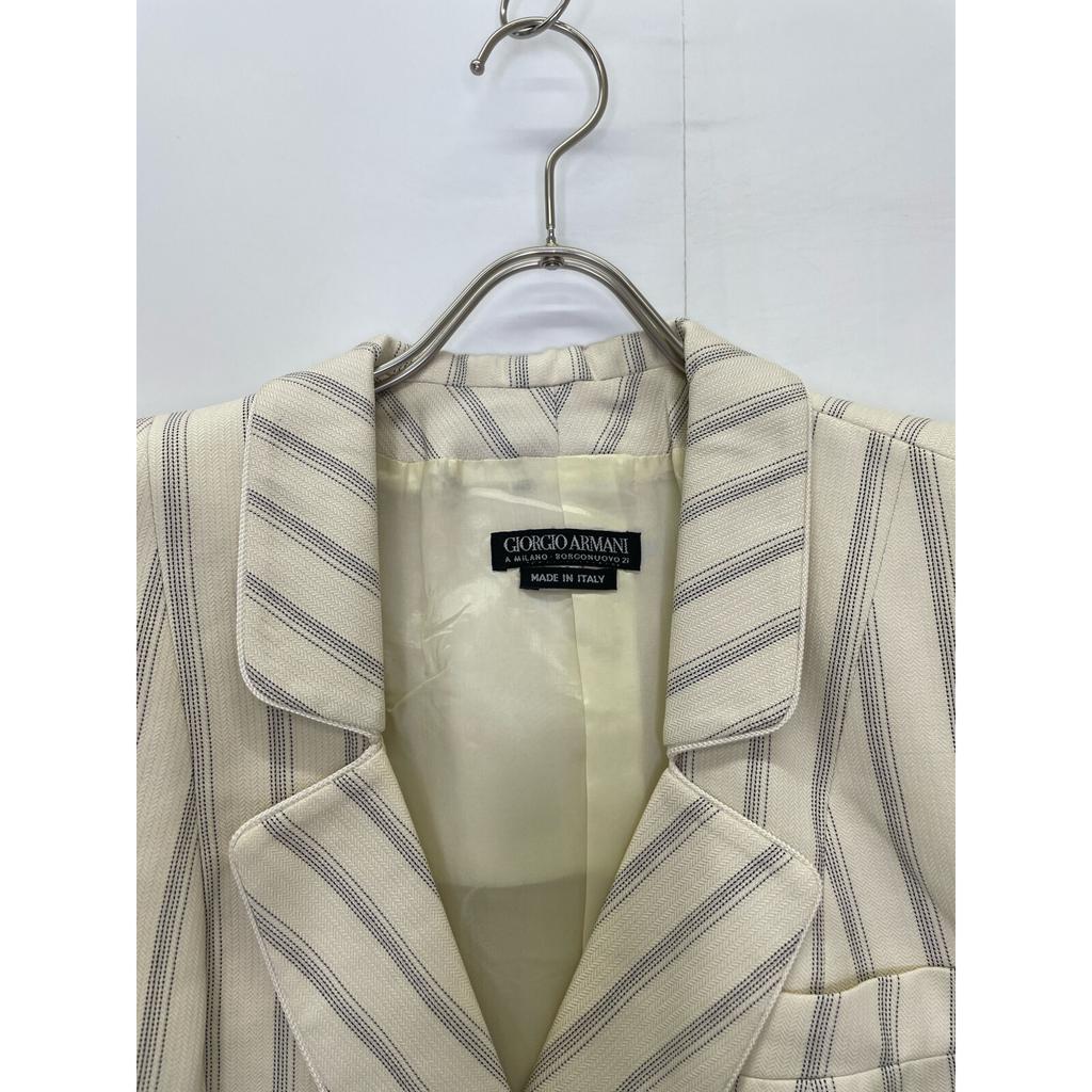 GIORGIO ARMANI Ivory Striped Double Breasted Jacket Jacket 46 IvoryUsed