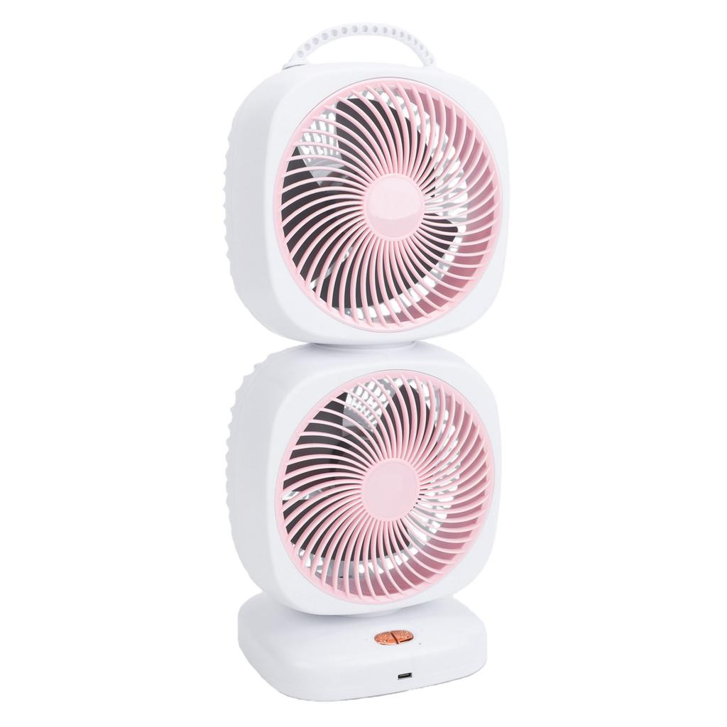 Dual Layer Desk Fan Air Circulator Cooling Tower Fan for Family Office Outdoor Camping 5 Speed Settings Pinkish