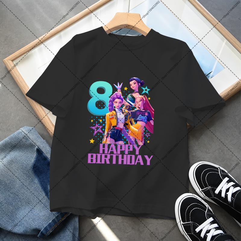 

Kpop Охотники на демонов Детская одежда Аниме принт с цифрами 1-9 Футболка для мальчиков и девочек Милые футболки Детская модная футболка 150