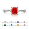 925 Sterling Silver Exquisite Elegant Small Square Zircon Sparkling Ice Flower Cut Ring, Birthday Party Anniversary Gift