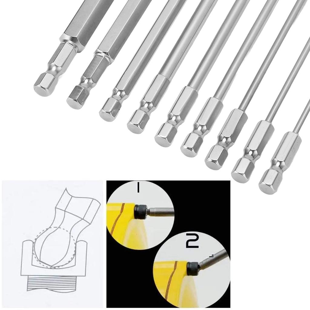 9pcs Hex Screwdriver Bit Set Rustproof Steel Magnetic Hd Hex Bits 1/4 Inch Hex Shank