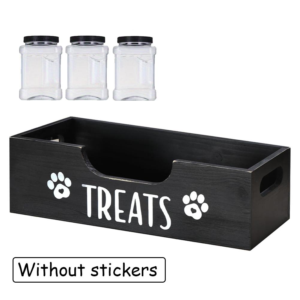 3Pcs Pet Food Storage Container Cat Dog Treat Jars With Wood Holder Pet Snack Storage Organizer For Dog Cookie Cat Treats