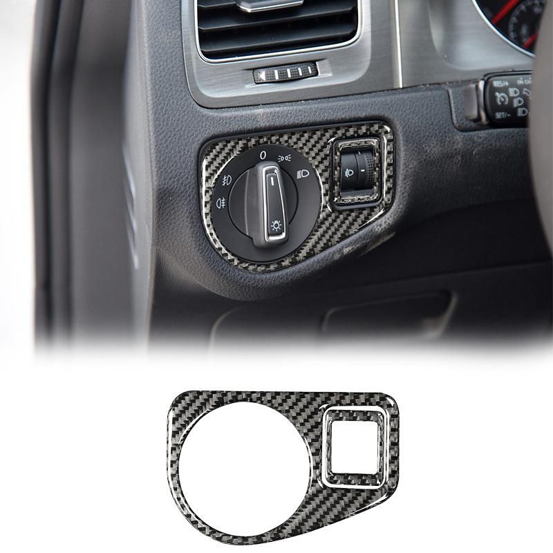 For Volkswagen Golf 7 Gti Mk7 2013-2019 Carbon Fiber Auto Headlight Switch Decoration Frame Cover Trim Sticker Car Accessories