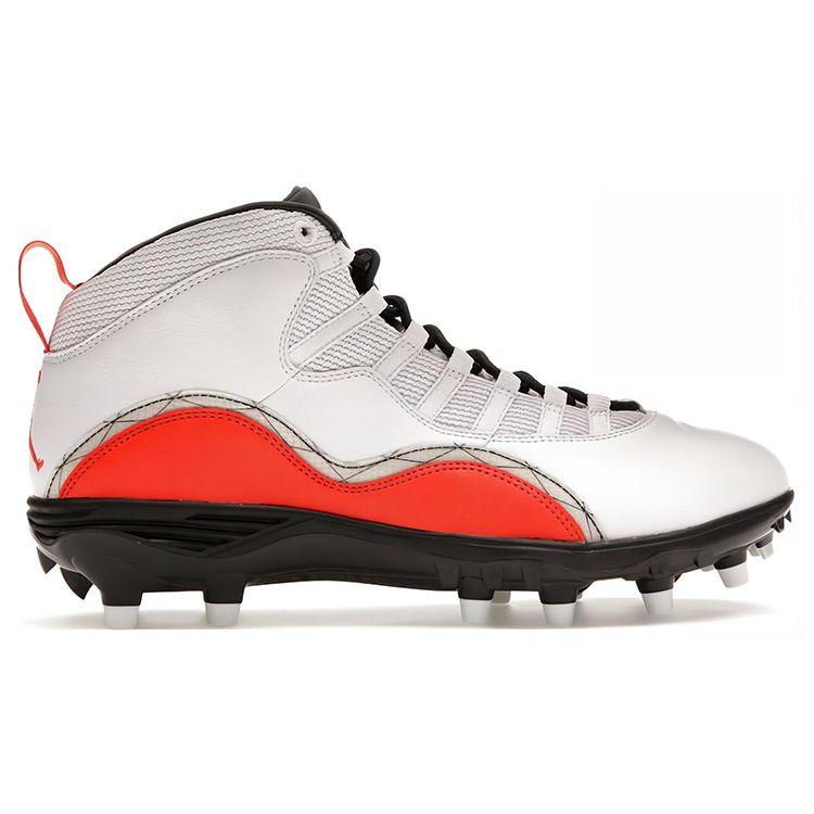 Jordan Air  10 Retro Cleat Solefly Football Shoes Men Sneakers White Orange MNJDSP-324