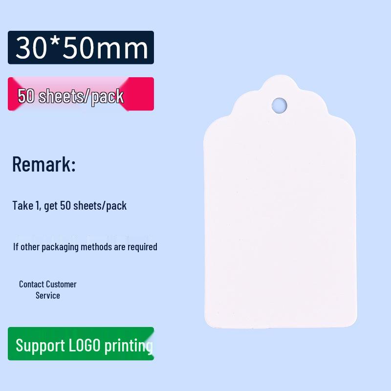 50x30 Kraft Paper Flower Head Blank Hang Tag - European Handwritten Message Bookmark Gift