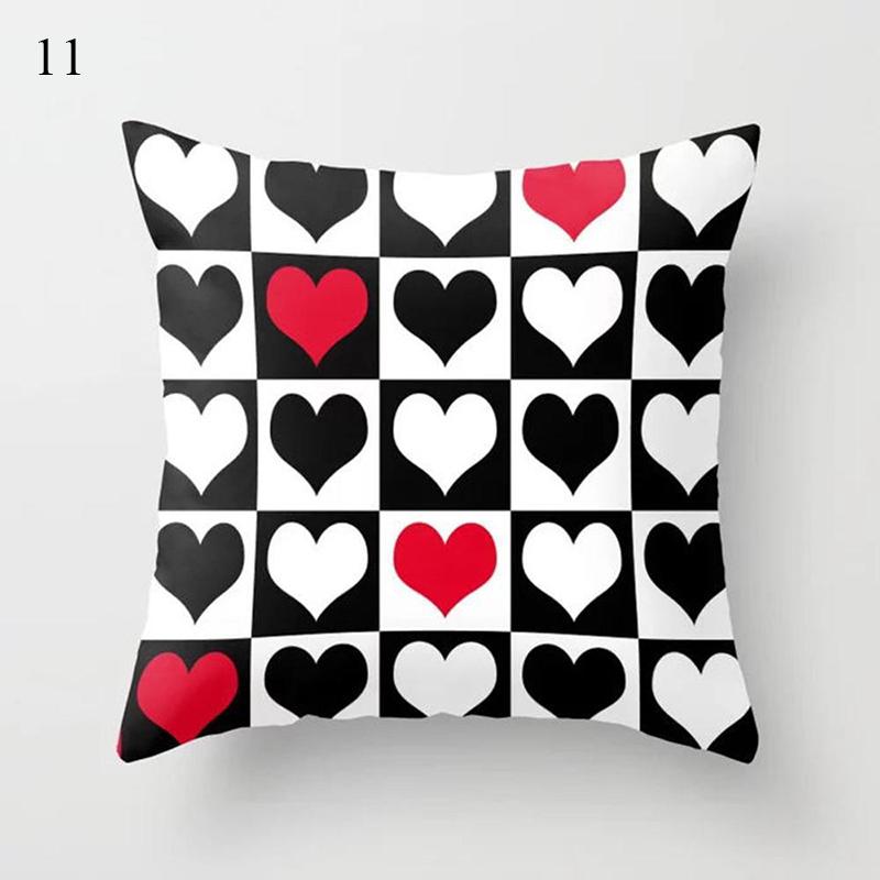 Home Decor Black Red Pillowcase Geometric Pattern Pillowcase Living Room Sofa Decor Cushion Covers Car