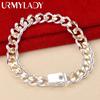 925 Sterling Silver 10mm Side Chain Bracelet For Men Women Exquisite Jewelry