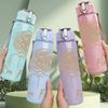 1PC Messy Brain I'm Fine Sketch 750ml Color Plastic Sports Water Bottle Leakproof Flip Straw Lid Suitable for Sports Office Home Use