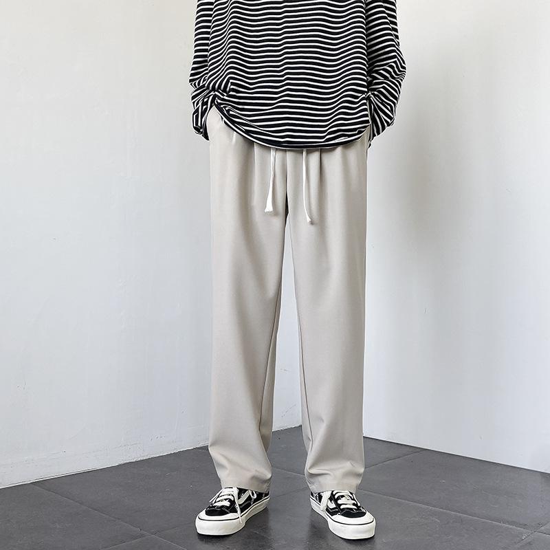 Spring and Autumn Trend Drop Suit Pants Men's Straight Loose Spring and Autumn Casual Pants Elastic Waist Pants Boys Long Pants
