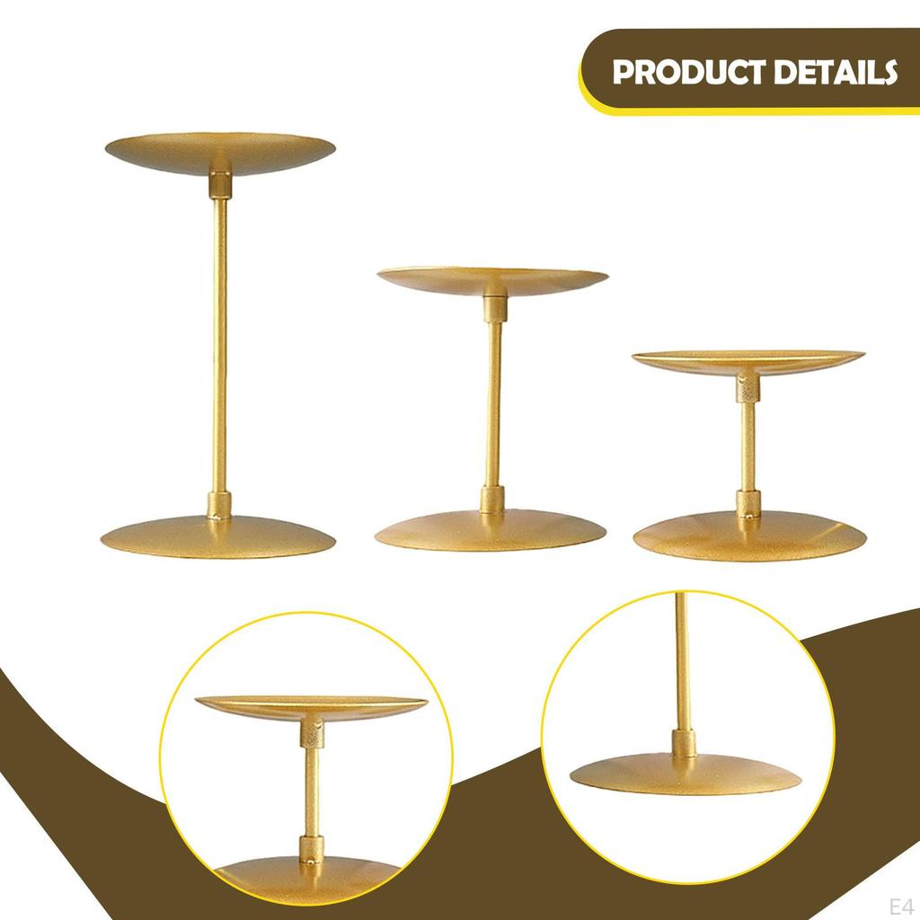 3 Pieces Candle Holder Iron Vintage Stand Decorative Handmade Non-Slip for Dining Room Living