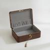 Dust-Proof Walnut Jewelry Box with Hinged Lid Sturdy Lockable Storage