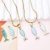 5pz Pesce Blu Verde Smaltato Paillettes Ciondoli Lega a Base di Zinco Animali Ciondoli DIY Collana Orecchini per Donne Componenti per Gioielli