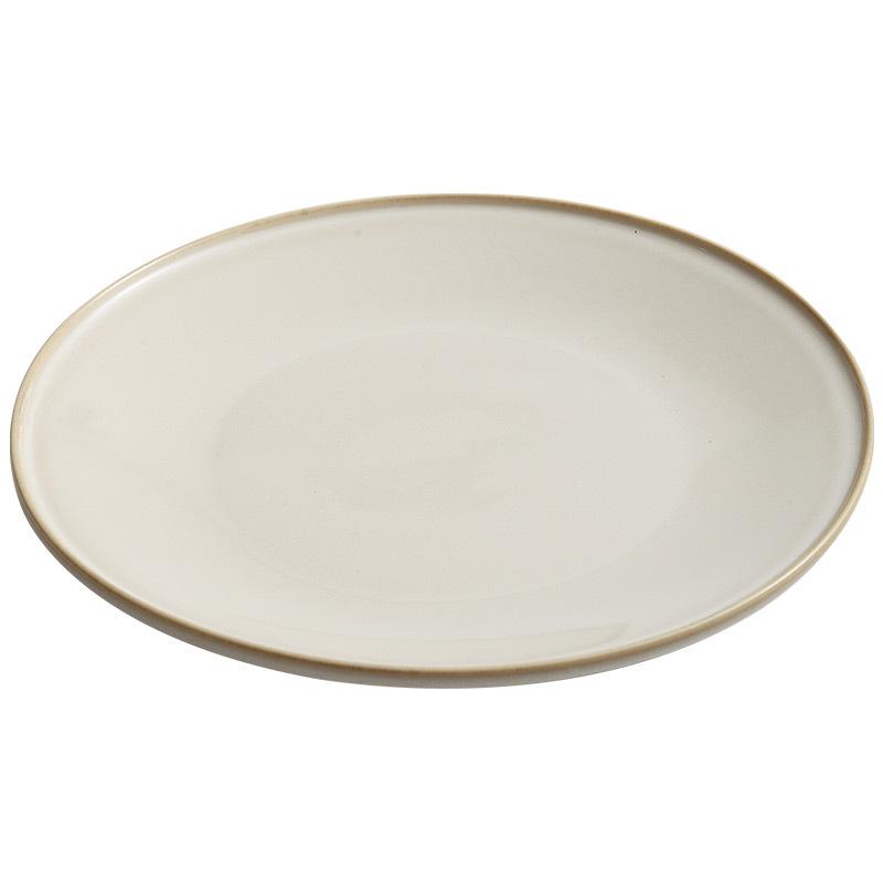 

Бежевая керамическая тарелка с эффектом печной глазури, бытовая, высококлассная, в стиле легкой роскоши, западная тарелка для салата, тарелка для пасты, обеденные тарелки