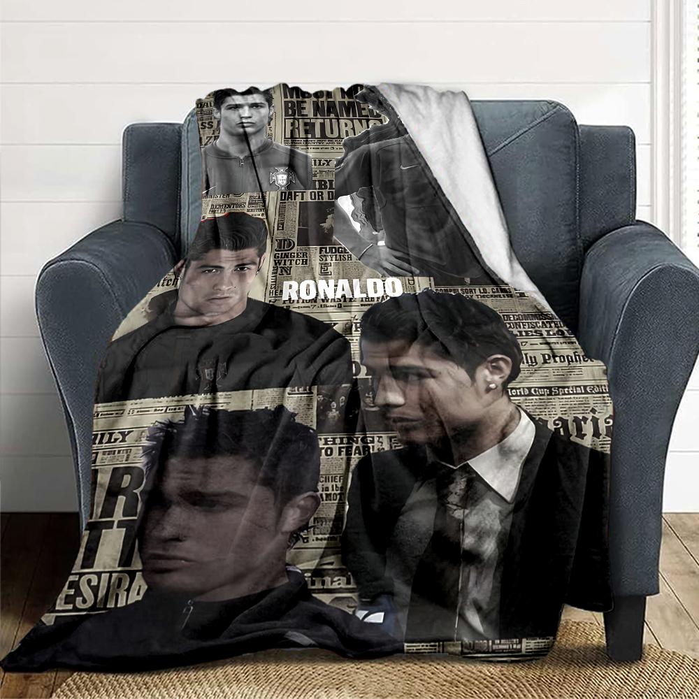 Ronaldos Legacy Lights bedruckte Flanelldecke, atmungsaktiv und warm, ein stilvolles Geschenk für Zuhause, geeignet für den Gebrauch zu Hause, im Büro und als Tagesdecke. 0713a5