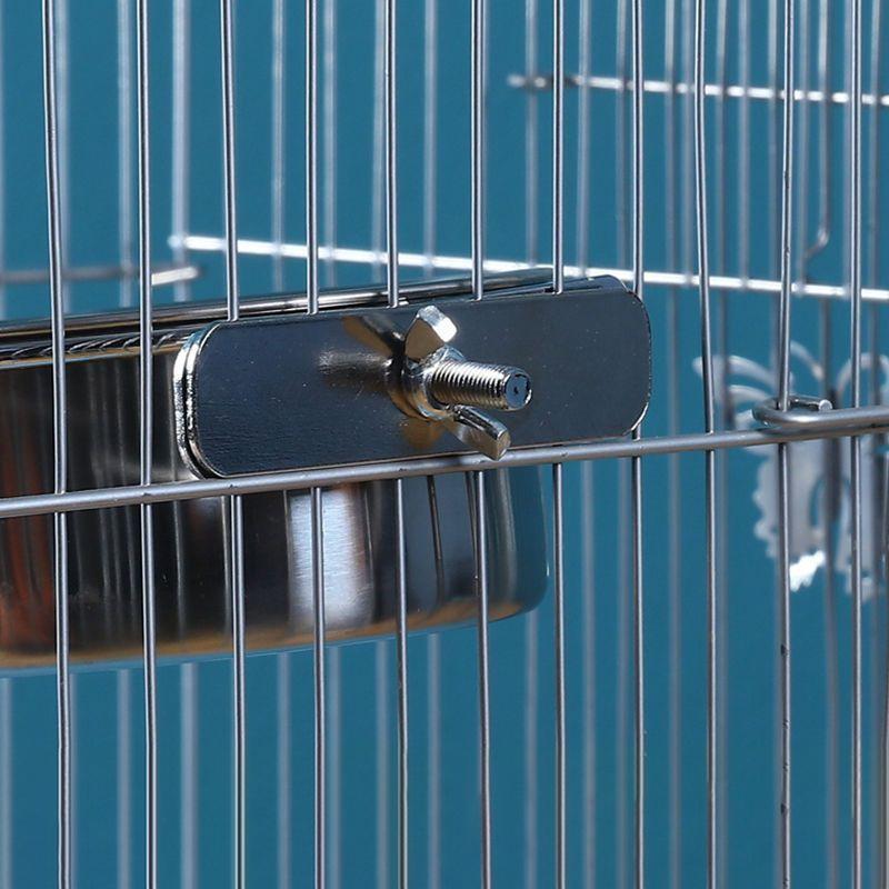 Bol Agățat pentru Colivie pentru Păsări de Companie Anti-Răsturnare Oțel Inoxidabil Hrănire Mâncare Băutură Hrănitor Vas Clemă-Pe Adăpător Apă Cană pentru Colivie