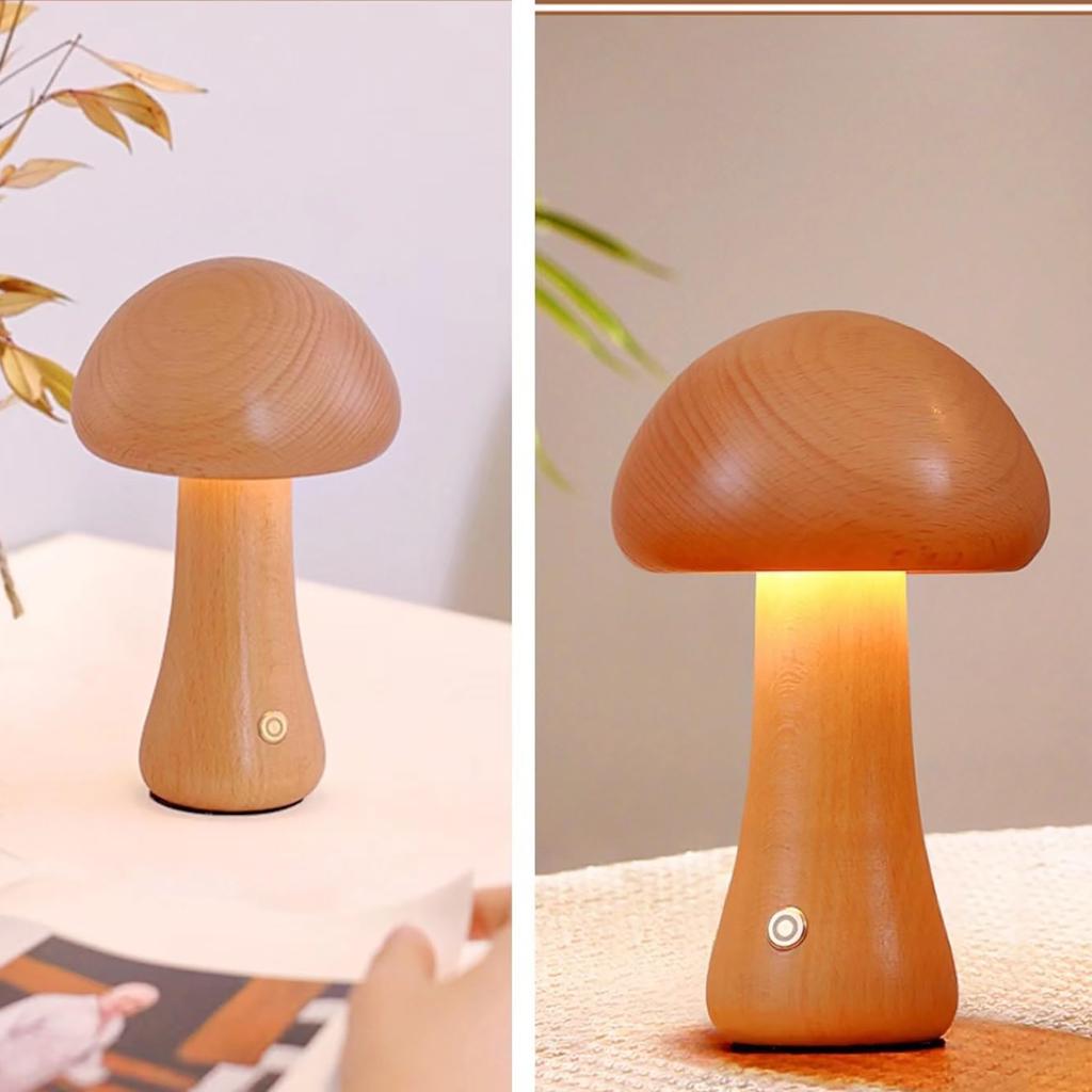 Wooden  Lamp, Portable Cordless  Rechargeable Battery-powered Lamp, Stepless Dimming And Adjustable 360-degree Rotation Angle.