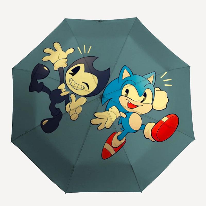

1pc Sonic Bendy Automatic Folding Umbrella, 8 Ribs for All-Season Use 001