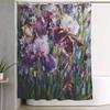 Ensemble de salle de bain 1/3/4 pièces avec motif floral vibrant d'iris, design floral vif aux riches couleurs violettes et blanches, accentué avec