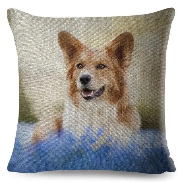 Cute Welsh Corgi Pembroke Dog Printed Pillowcase Decoration  Pet Animal Cushion Cover Sofa Household Car