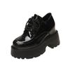Fashion 10CM Women Patent Leather Platform Sneakers Wedge Heels Ladies Autumn Chunky Shoes Pumps Woman Lace-Up Thick Sole Casual Shoes