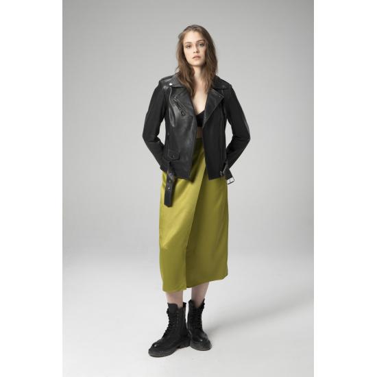 Palton de damă, elegant și confortabil K2165 Jumbo, din piele naturală, de damă