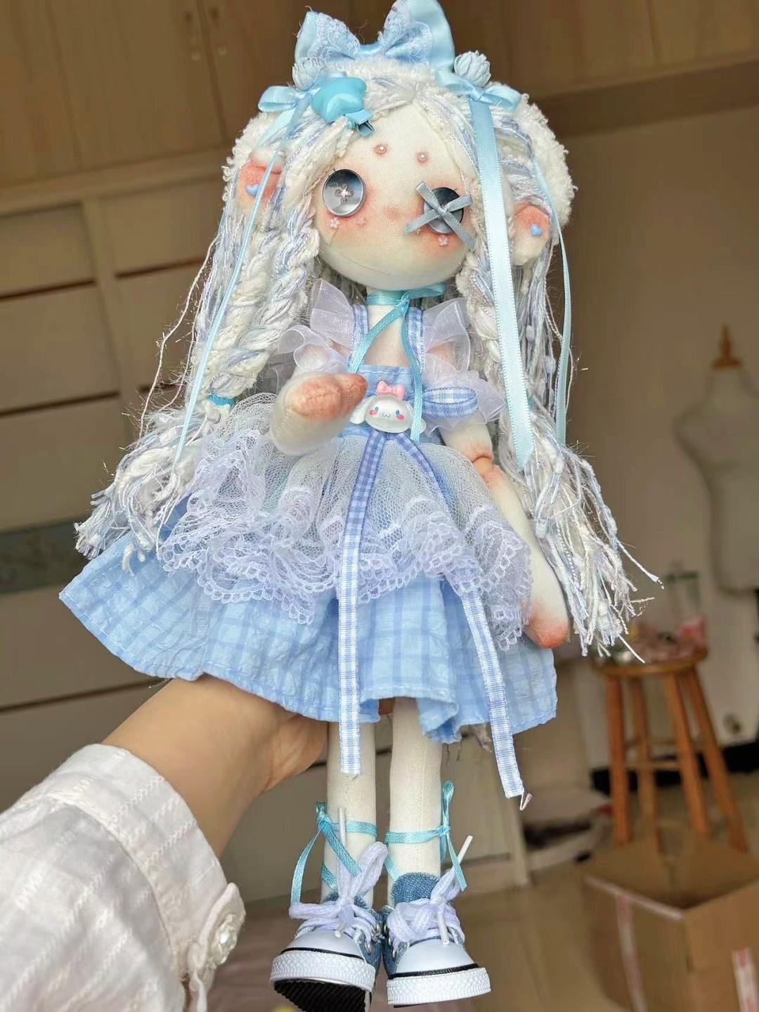 

Handmade Cute Doll 30cm With Dress Headdress No Shoes Collectible Anime Toy Ghost Mom Design