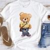Bear Pretty Cool Printed Womens Summer T-Shirt Cute Cartoon Tee Short Sleeved Basic Top Trendy O-Neck Casual Pattern for Lady