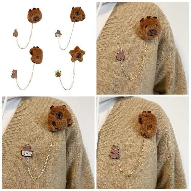 Stylish Cartoon Capybara Brooch Alloy Material Animal Badges Cartoon Brooch