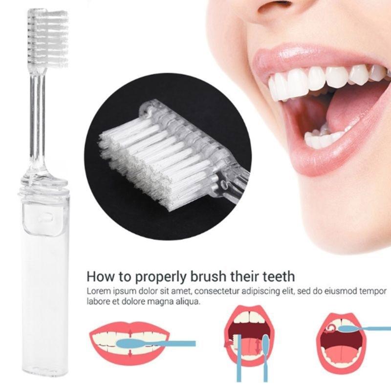 Foldable Travel Toothbrush,Portable Toothbrush Built in Cover,Folding Toothbrushes for Hiking,Camping,Traveling