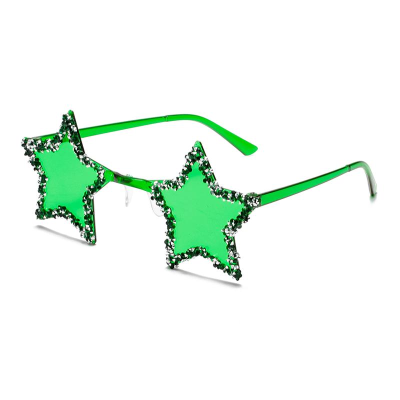 Fashion Candy Color Shades with Crystal Shiny Retro Rimless Star Women Ins Brand Design Sunglasses Chic Beach Sun Glasses