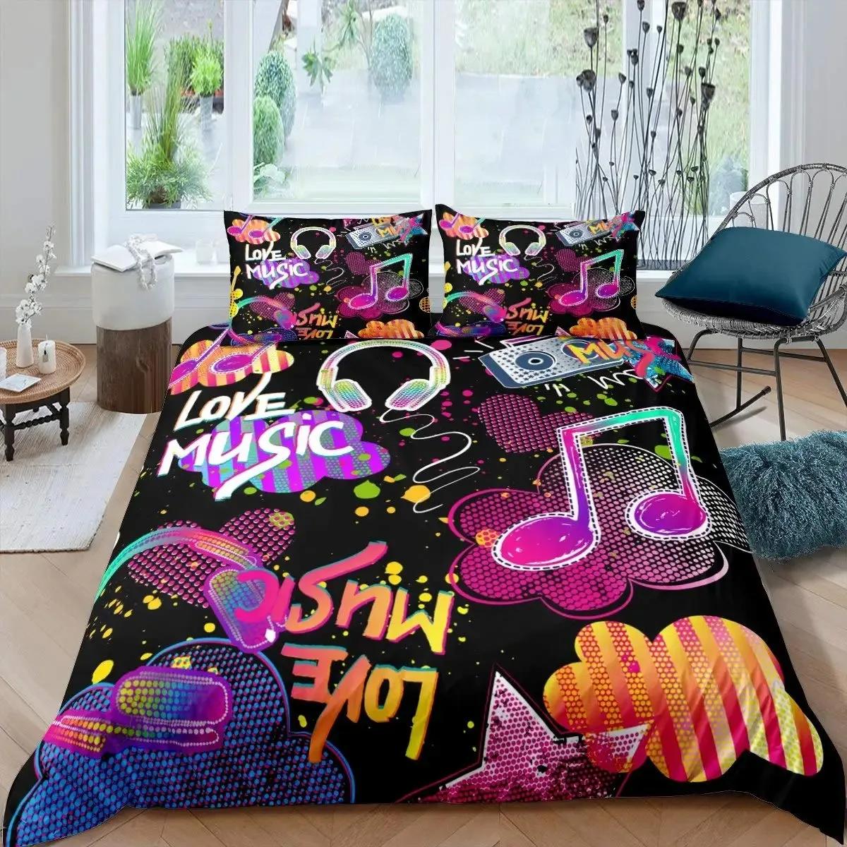 

Comforter Guitar Bedding Set Punk Rock Music For Kids Teens Boys Young Man Rotating Musical Instrument Comforter Comforter (quilt)-EU Single(135*200cm)3pcs