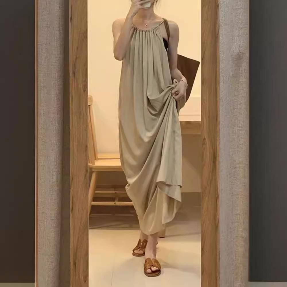 Unique Coffee Break Sleeveless Suspender Dress Children's Summer High-end Temperament Seaside Vacation and Ankle Dress Is Super Beautiful