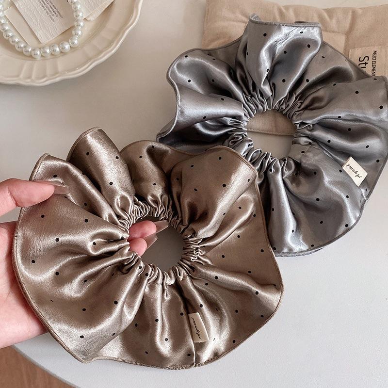 Korean Style Double-layered Polka Dot Scrunchie, Fashionable and Sophisticated Hair Tie, Simple and Versatile Square Scarf Hair Accessory for Women