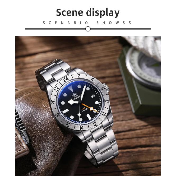 ADDIESDIVE Hot Sale GMT Quartz Watch Stainless Steel Bubble Mirror Glass BGW9 Super Luminous Men's Watches AD2035 NEW Waterproof