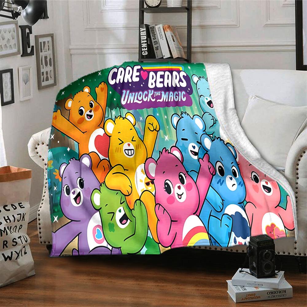 1pc Care Bears Unlock Magic Flannel Blanket for Super Soft Cute Comfort Blanket for Travel Bedding Couch Sofa Blanket Y73033