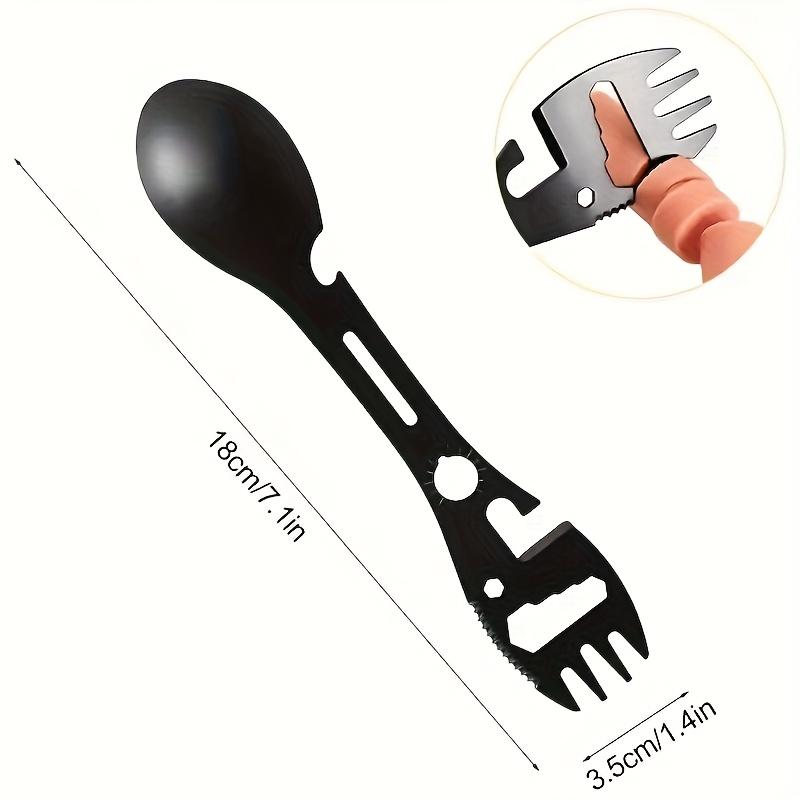 10in 1 stainless steel multifunctional tool spoon - including bottle opener, serrated knife, wrench, and direction indicator - compact design suitable