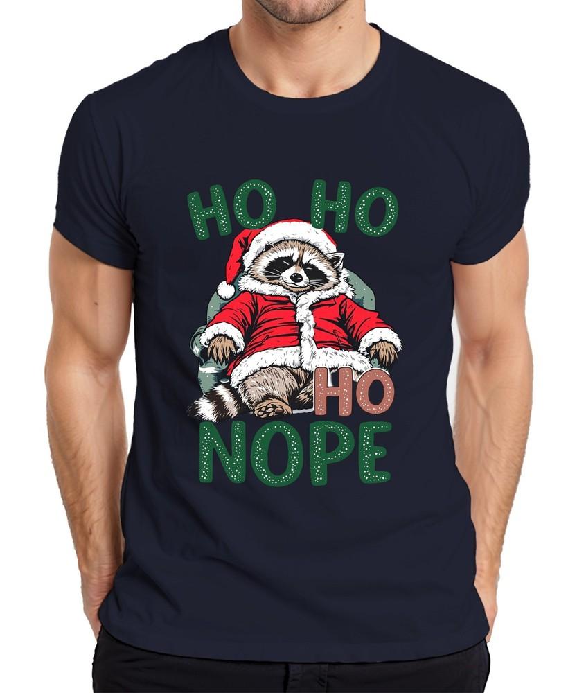 Ho Ho Ho Nope Raccoon Christmas Santa Claus Funny Gift Unisexs Tshirt S