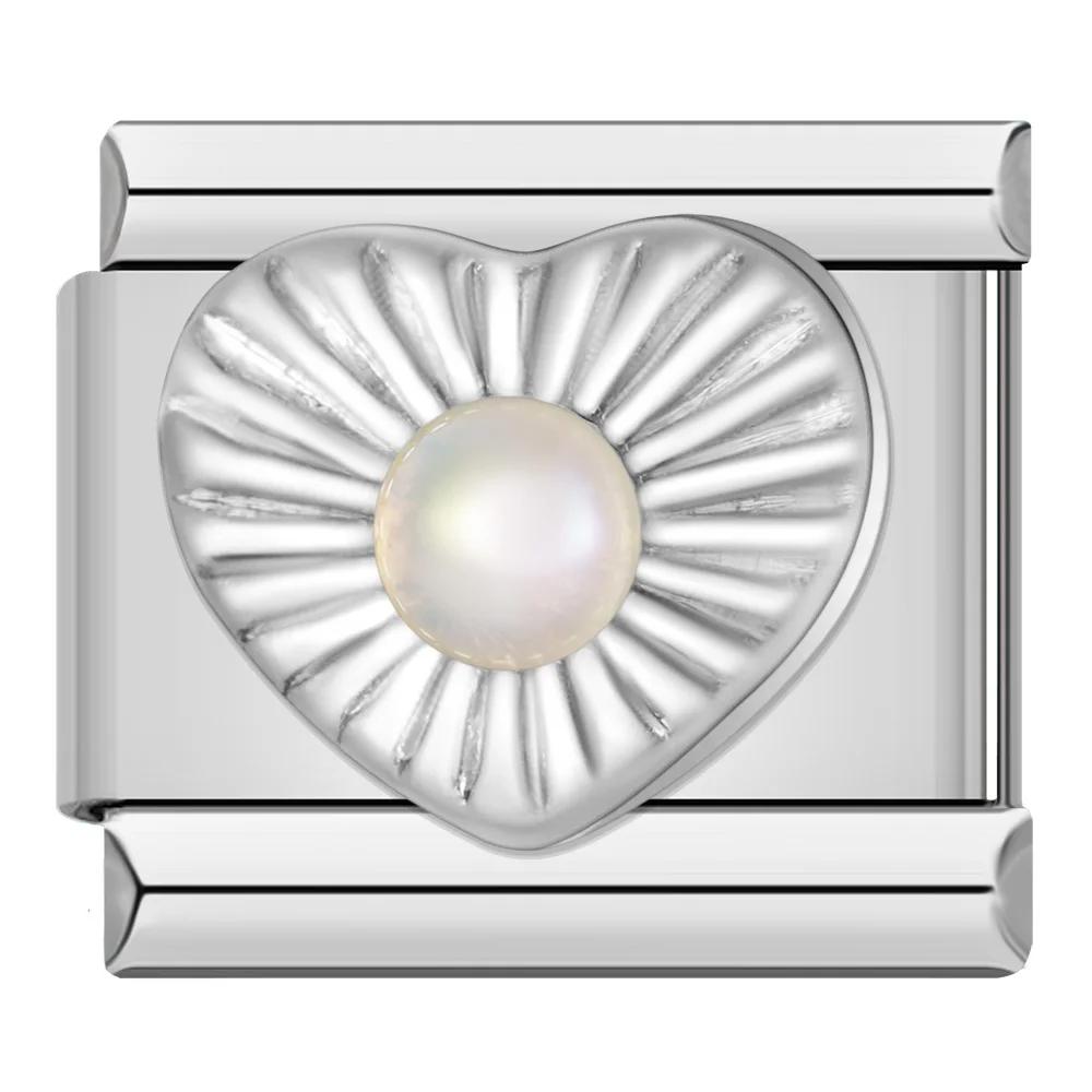 2023 Mode Herz Elliptische Rechteck CZ Charme Italienische Links Fit 9mm Armband Edelstahl Herstellung Von Schmuck DJ692