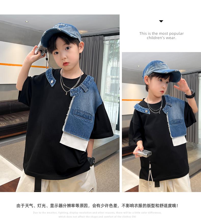Boys' summer clothes short sleeved T-shirt 2026 new children's summer top, mid size children's summer style, cool and trendy, explosive street trend