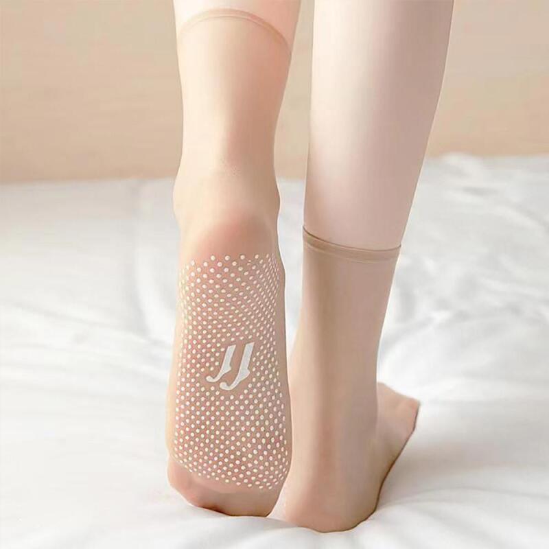 

Women s see-through non-slip tight socks ankle stockings A30707_Skin