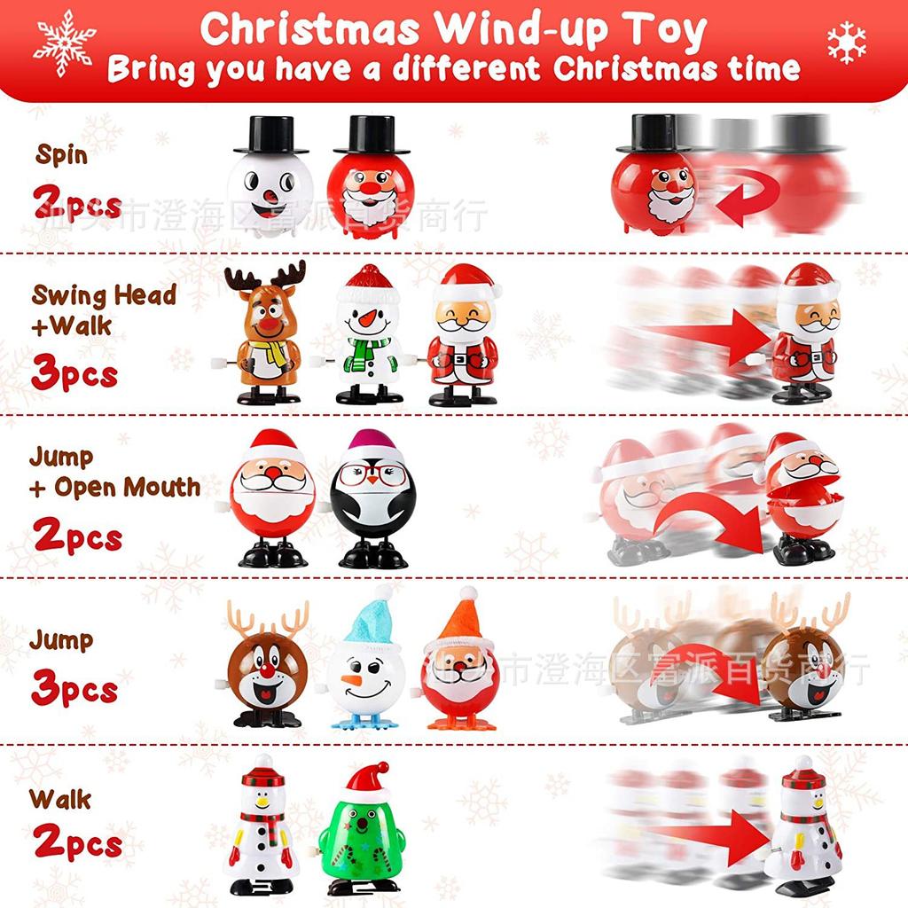Christmas Spring Toy That Can Walk After Being Wound Up Santa Claus and Reindeer Spring Toy Children's Christmas Gift