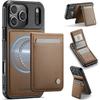 For iPhone 17 Pro Max Leather Back Cover JEEHOOD J06 Magnetic Phone Case with Card Bag RFID Blocking