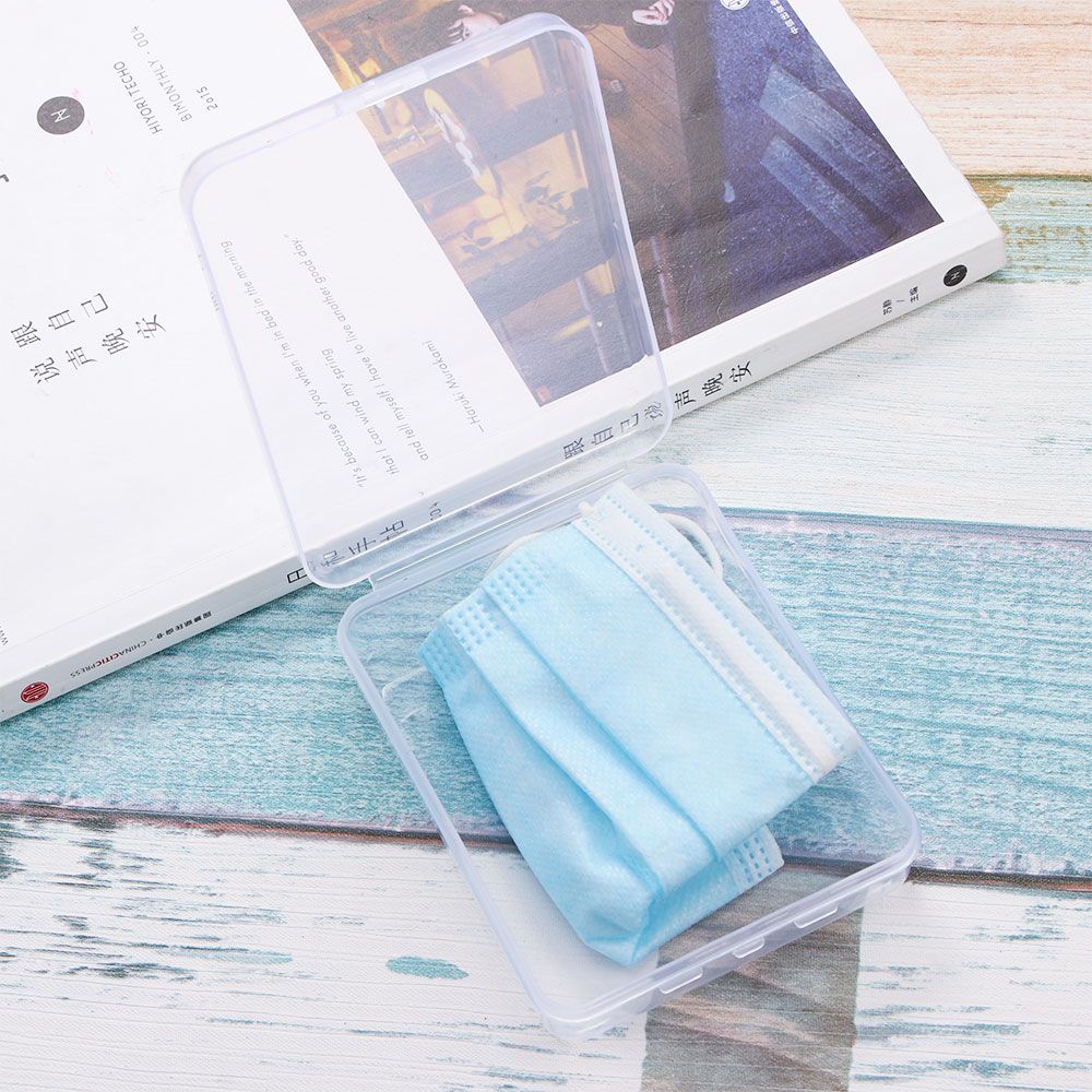 Protection Rectangle Container Portable Face Masks Disposable Storage Box Mask Storage Case Transparent Powder Puff Case