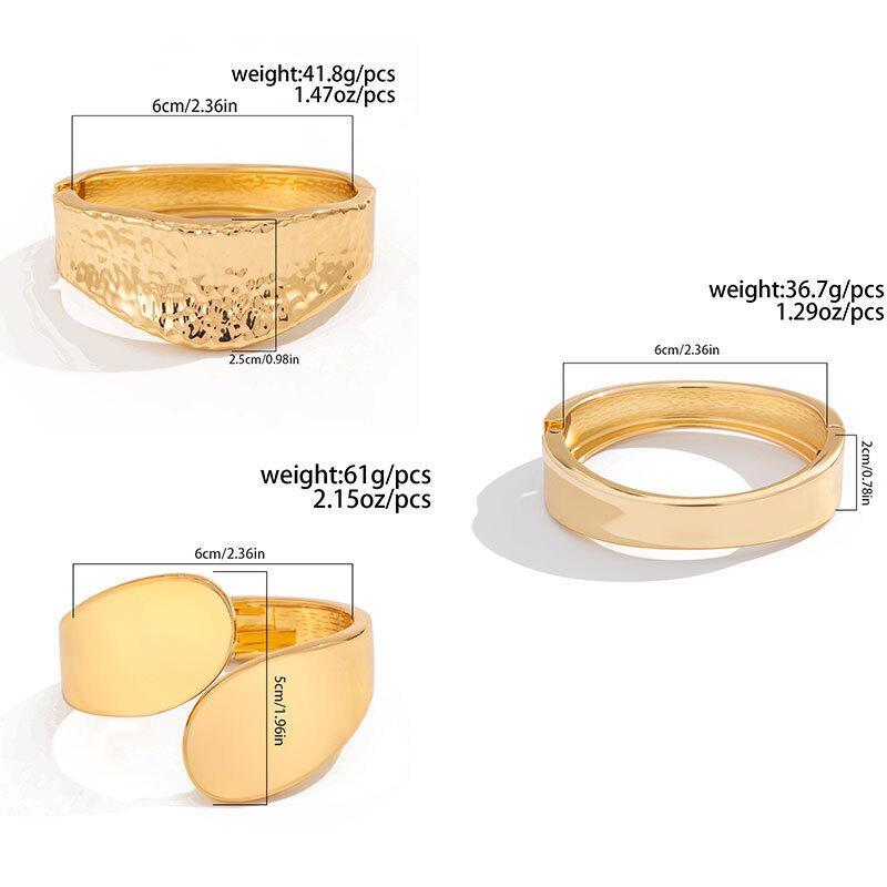 Ingemark Exaggerated Punk Smooth Spring Open Bangles for Women Trend Creative Heavy Metal Chunky Bracelet Hand Jewelry Men Gift