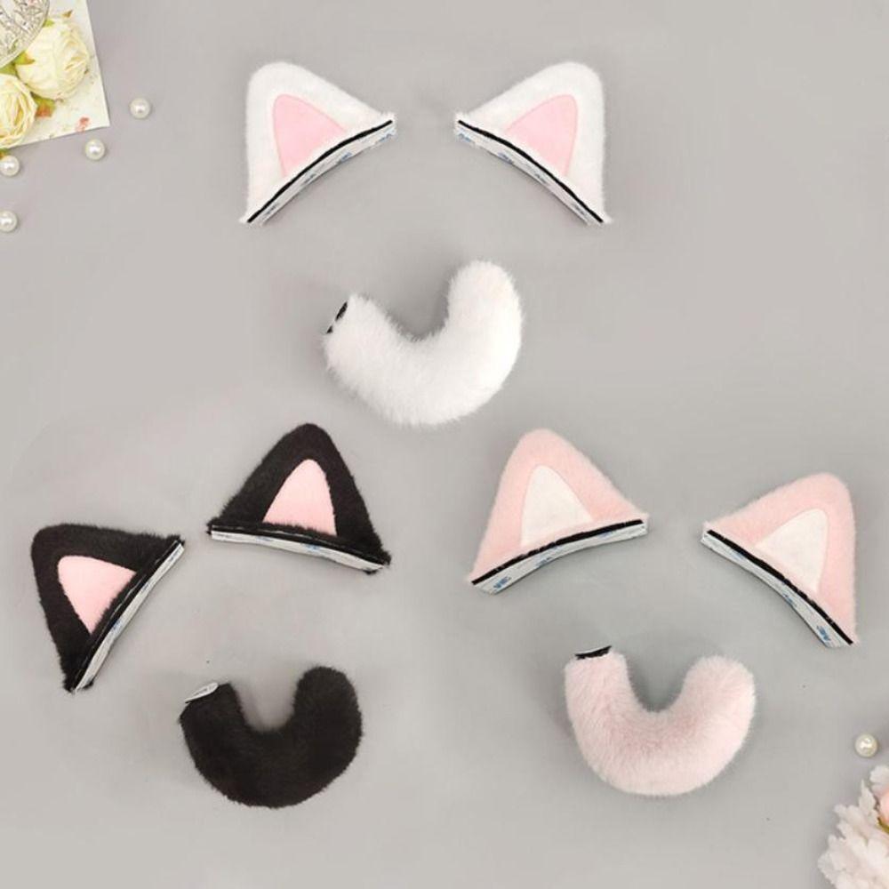 Soft Plush Helmet Cat Ear Decoration Reusable Plush Helmet Accessory DIY Helmet Decor  Ski Helmet