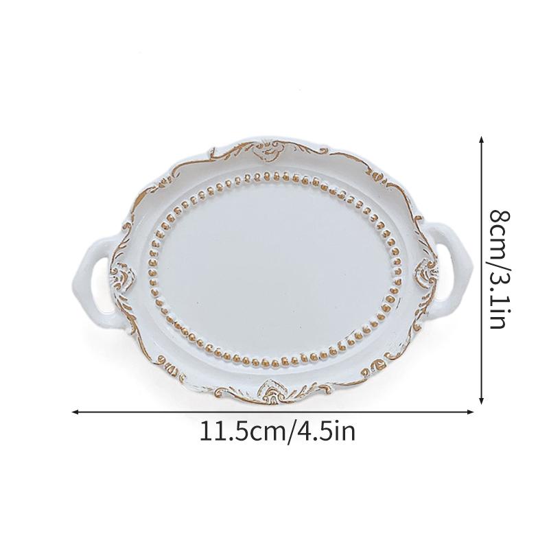 Classical Round Dessert Jewelry Necklace Earrings Storage Tray Resin Dish Plate Photo Props Room Aesthetic Decor Accessories