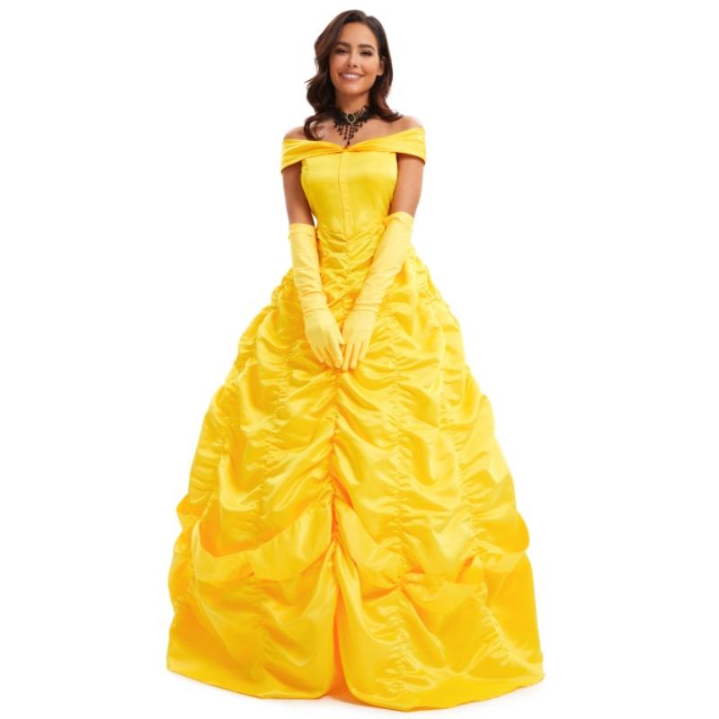 Beautiful Woman and Beast Belle Princess Dress Cosplay Long Dress Suit Women