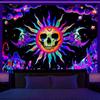Trippy Mushroom Forest Blacklight Tapestry 2D Flat Printed UV Reactive Peach Skin Fluorescent Wall Hanging Bedroom Room Decor
