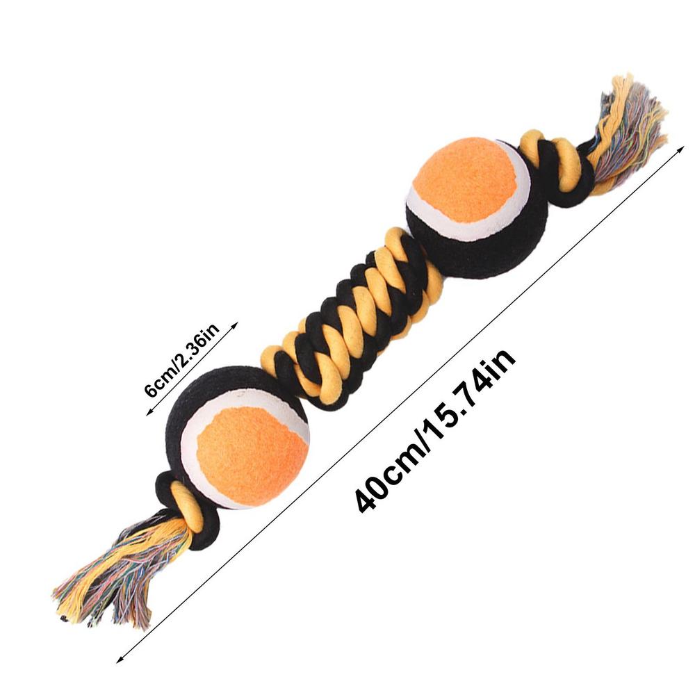 Dog Rope Toys Bite-Resistant Puppy Teething Toys With Double Tennis Balls Heavy Duty Cotton Rope Portable Pet Accessories For